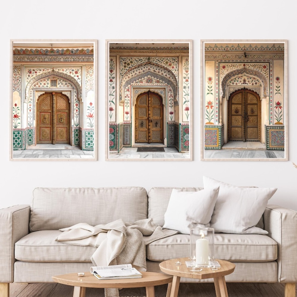 Home Decor Jaipur - Bezramowe tradycyjne grafiki z bramą Rajastanu,