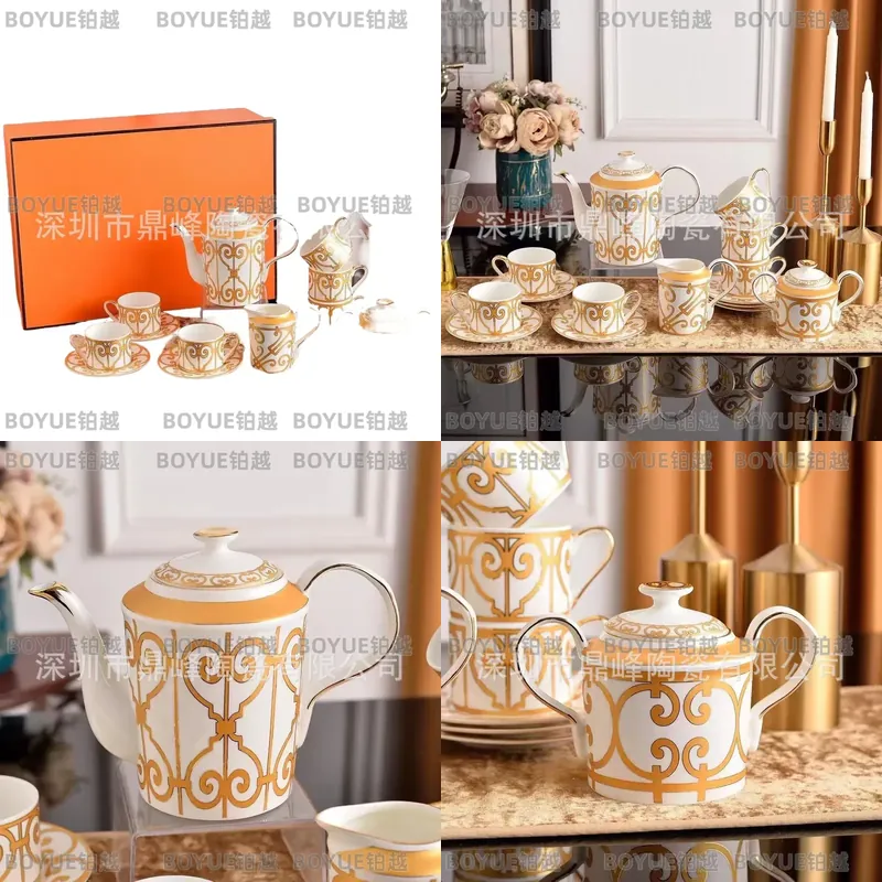 Home Decor Yellow - Żółty ceramiczny zestaw filiżanki i spodka