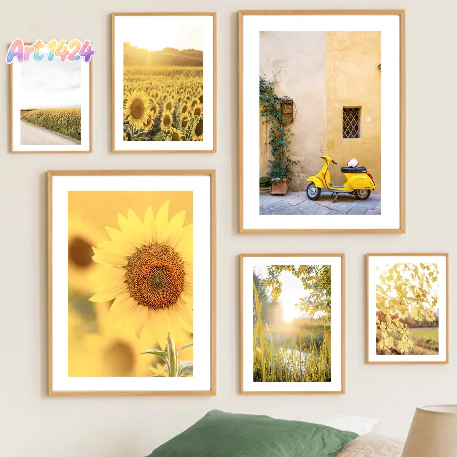 Home Decor Yellow - Słonecznikowy Wiatrak na Farmie, Wiejski Żółty