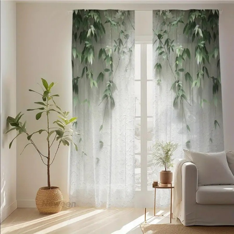 Home Decor Wall Panels - 2 szt. Przezroczyste zasłony z nadrukiem