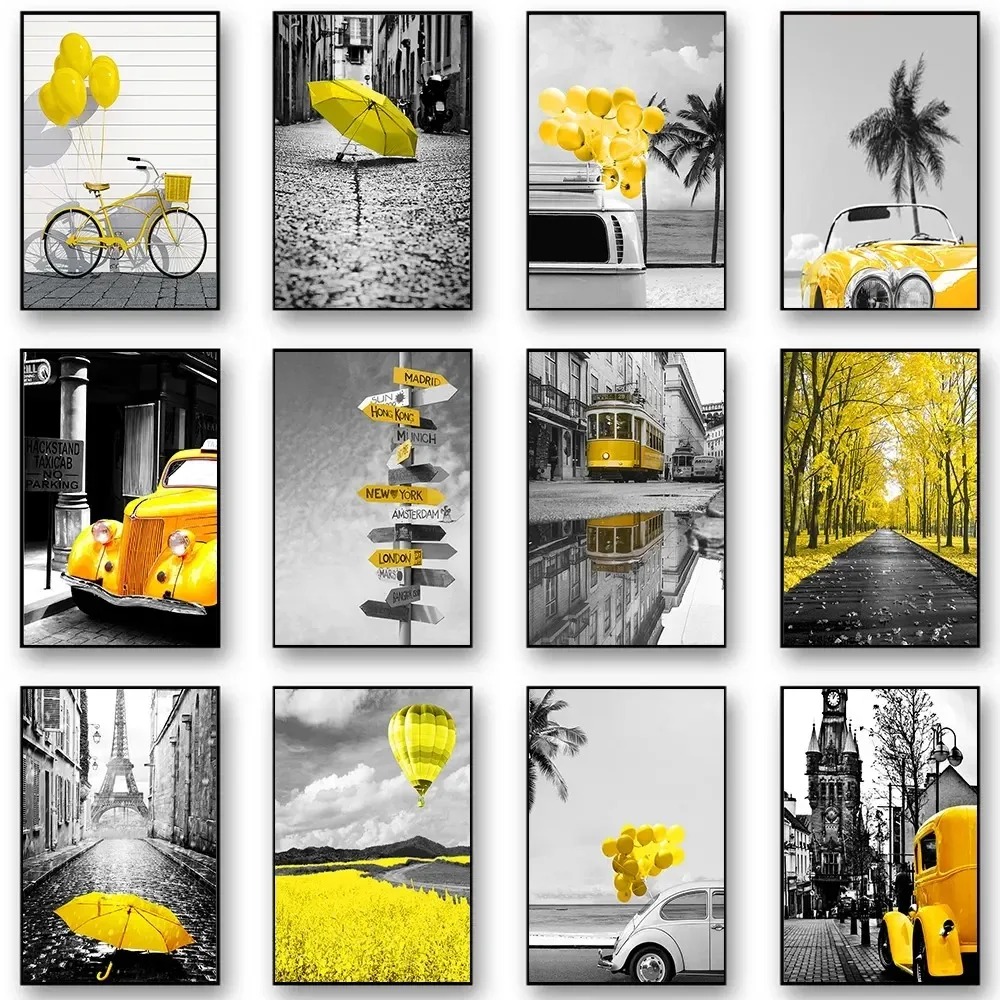 Czarno-biały obraz krajobrazu  – Home Decor Yellow recenzja i cena